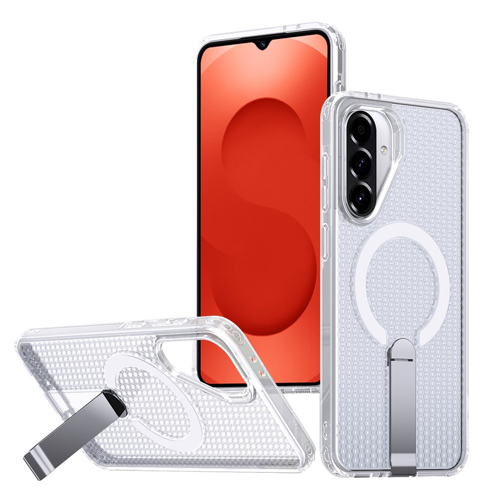 Til Samsung Galaxy S26 FE Magnetisk Cover Støtteben Gitter Tekstur TPU PC Telefon Bagside Cover