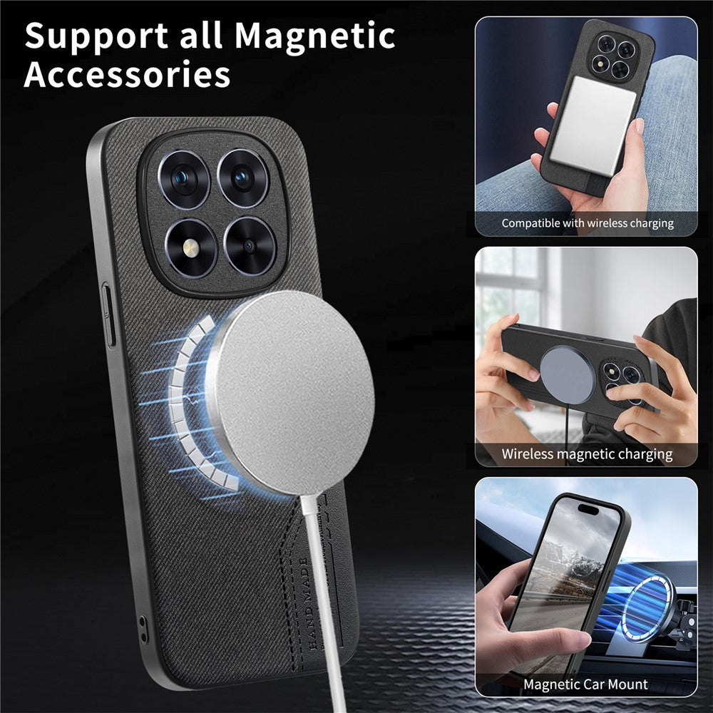For Xiaomi Redmi Note 15 Pro 4G (Global) Magnetic Case Cloth Texture PU Leather + PC + TPU Phone Cover