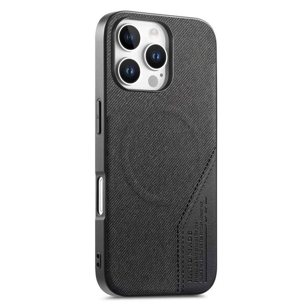 For iPhone 16 Pro Max Magnetic Case Cloth Texture PU Leather + PC + TPU Phone Cover