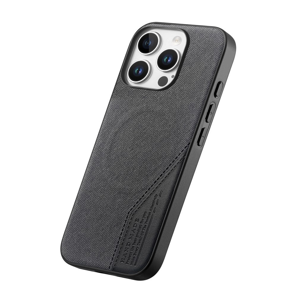 For iPhone 16 Pro Max Magnetic Case Cloth Texture PU Leather + PC + TPU Phone Cover