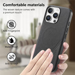 For iPhone 16 Pro Max Magnetic Case Cloth Texture PU Leather + PC + TPU Phone Cover
