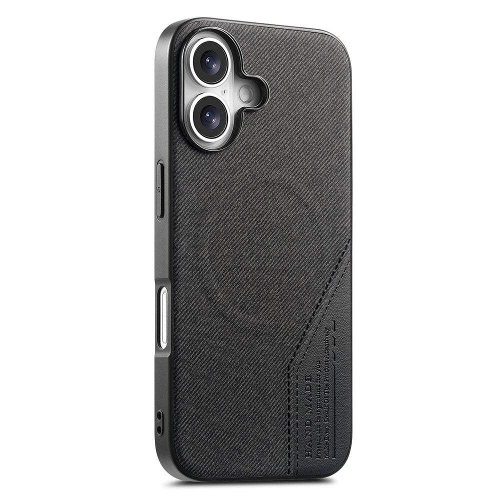 Til iPhone 16 Magnetisk Cover Stoftekstur PU-læder + PC + TPU Telefoncover