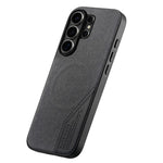 For Samsung Galaxy S25 Ultra Magnetic Case Cloth Texture PU Leather + PC + TPU Phone Cover