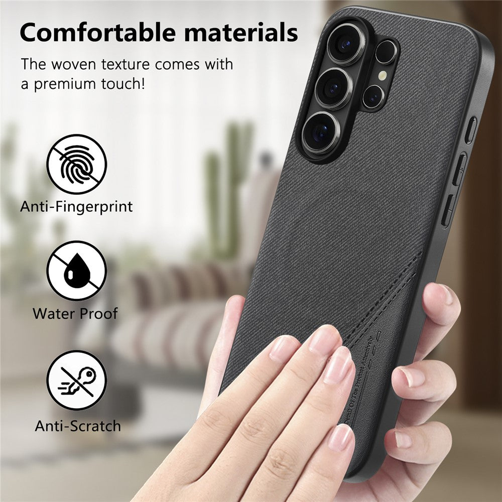 For Samsung Galaxy S25 Ultra Magnetic Case Cloth Texture PU Leather + PC + TPU Phone Cover