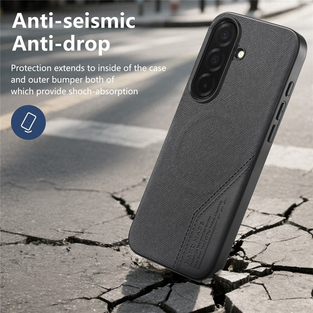 Til Samsung Galaxy S25 Magnetisk Etui Stoftekstur PU-læder + PC + TPU Telefoncover