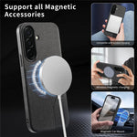 Til Samsung Galaxy S25 Magnetisk Etui Stoftekstur PU-læder + PC + TPU Telefoncover