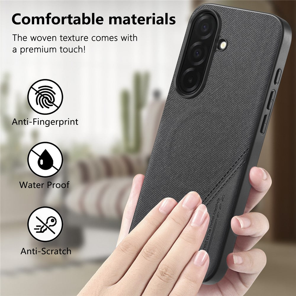 Til Samsung Galaxy S25 Magnetisk Etui Stoftekstur PU-læder + PC + TPU Telefoncover