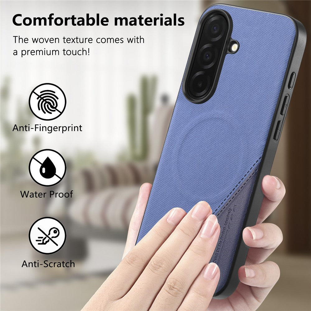 Til Samsung Galaxy A16 5G / A16 4G Magnetisk Cover Stof Tekstur PU Læder + PC + TPU Telefoncover
