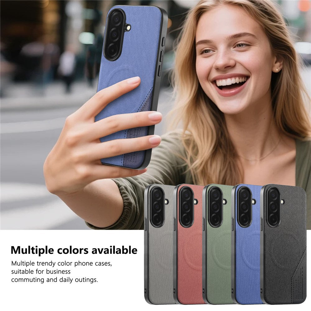 Samsung Galaxy A16 5G / A16 4G Magnetiskt Skal Tygtextur PU-läder + PC + TPU mobilskal
