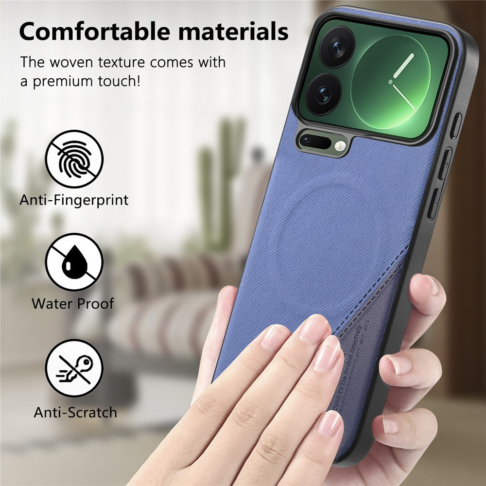 For Xiaomi 17 Pro Magnetic Case Cloth Texture PU Leather + PC + TPU Phone Cover