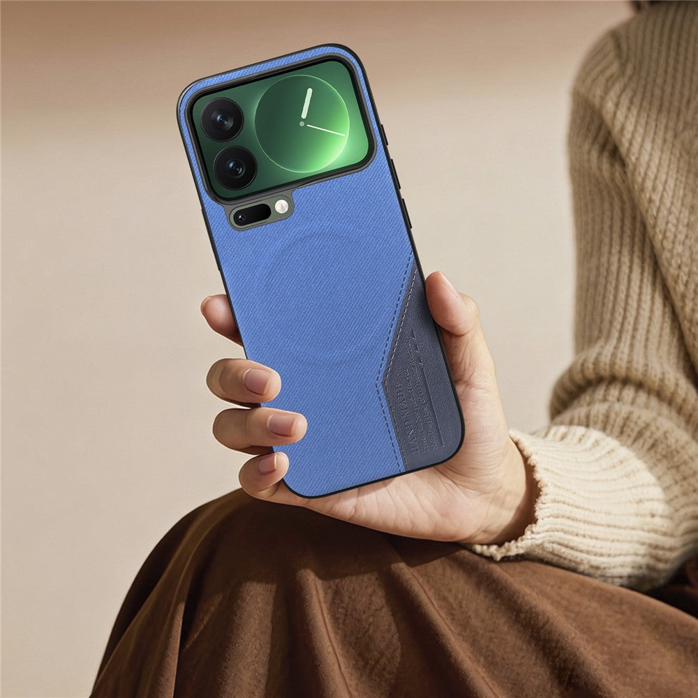 For Xiaomi 17 Pro Magnetic Case Cloth Texture PU Leather + PC + TPU Phone Cover