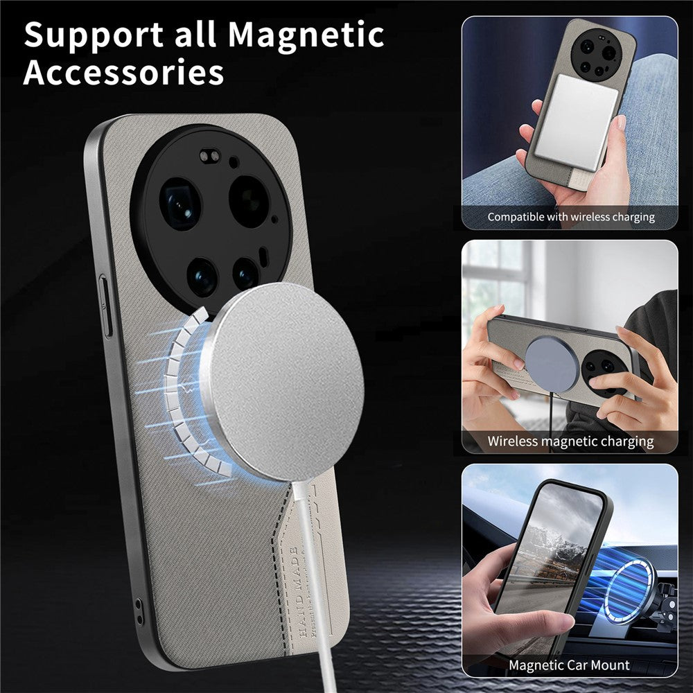 For Xiaomi 17 Ultra 5G Magnetic Case Cloth Texture PU Leather + PC + TPU Phone Cover