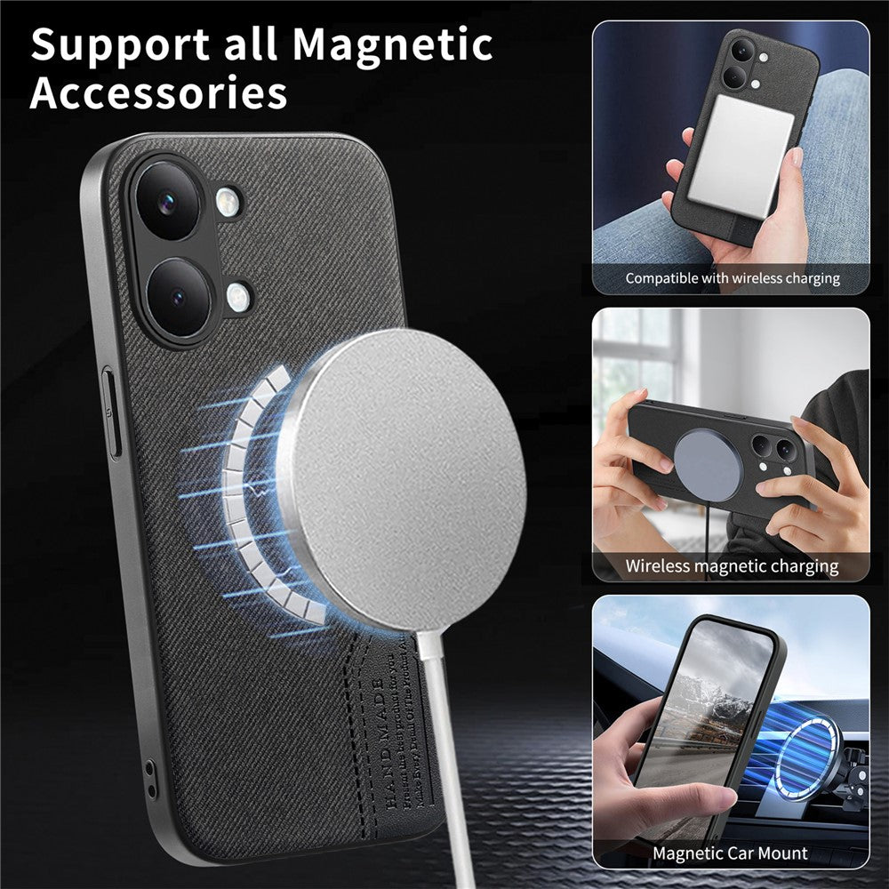 For Xiaomi Poco X8 Pro Max 5G  /  Redmi Turbo 5 Max 5G Magnetic Case Cloth Texture PU Leather + PC + TPU Phone Cover