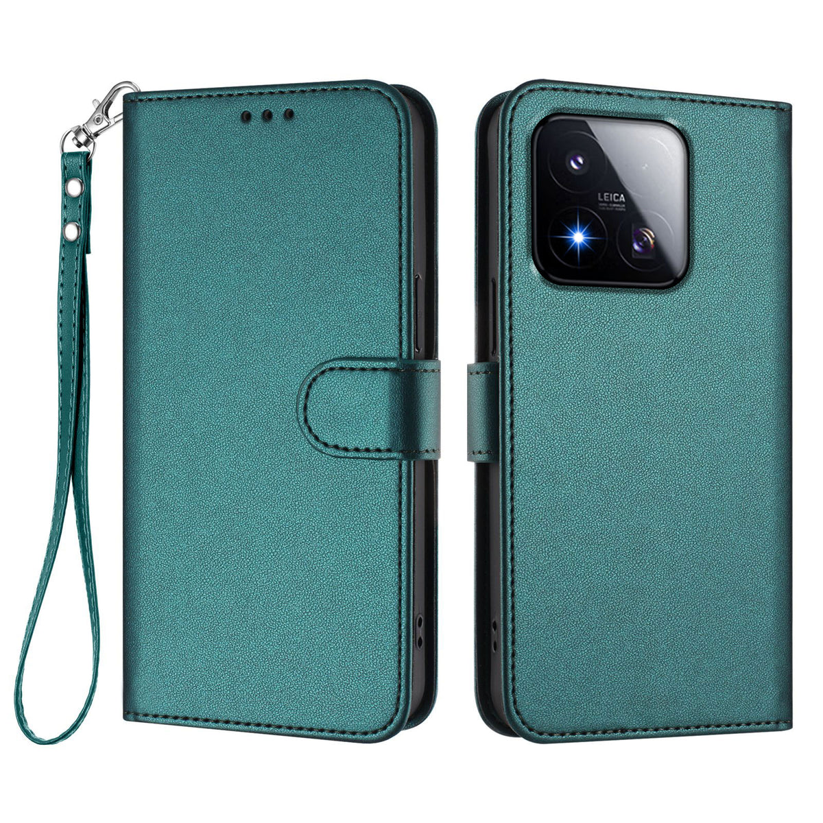 Läderfodral för Xiaomi 17 Max, plånboksfodral med stativ och handledsrem.