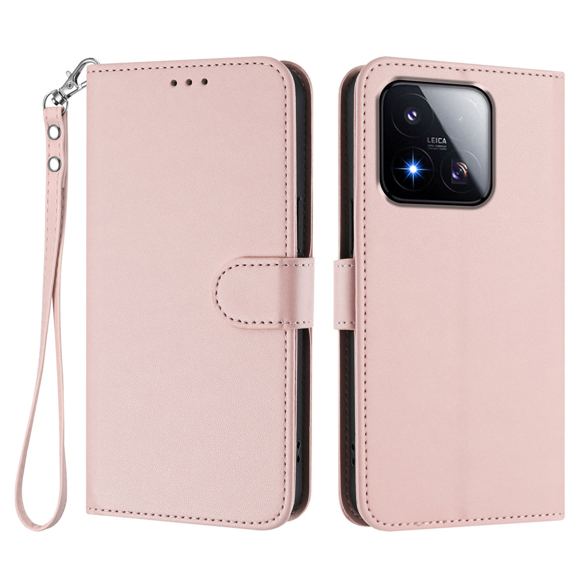 Läderfodral för Xiaomi 17 Max, plånboksfodral med stativ och handledsrem.