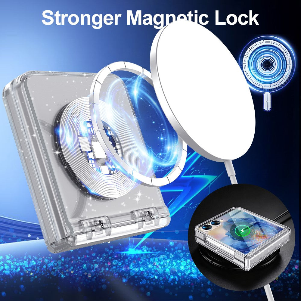 For Samsung Galaxy Z Flip8 Magnetic Case Hinge Protection Clear PC + TPU Phone Cover Built-in Screen Protector