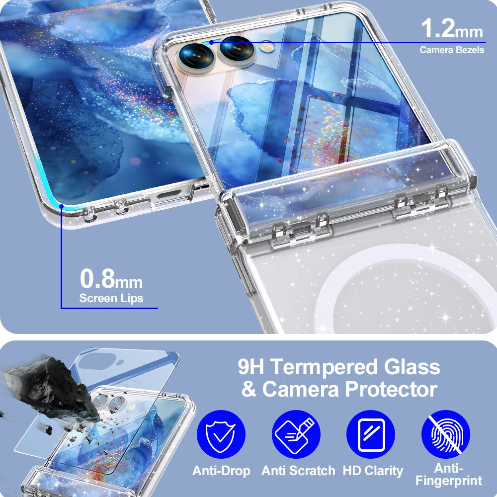 For Samsung Galaxy Z Flip8 Magnetic Case Hinge Protection Clear PC + TPU Phone Cover Built-in Screen Protector