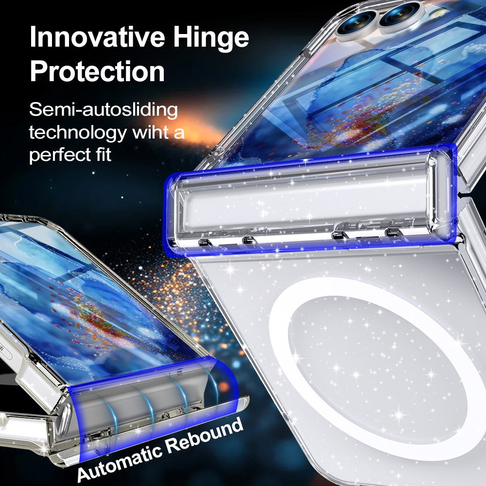 For Samsung Galaxy Z Flip8 Magnetic Case Hinge Protection Clear PC + TPU Phone Cover Built-in Screen Protector