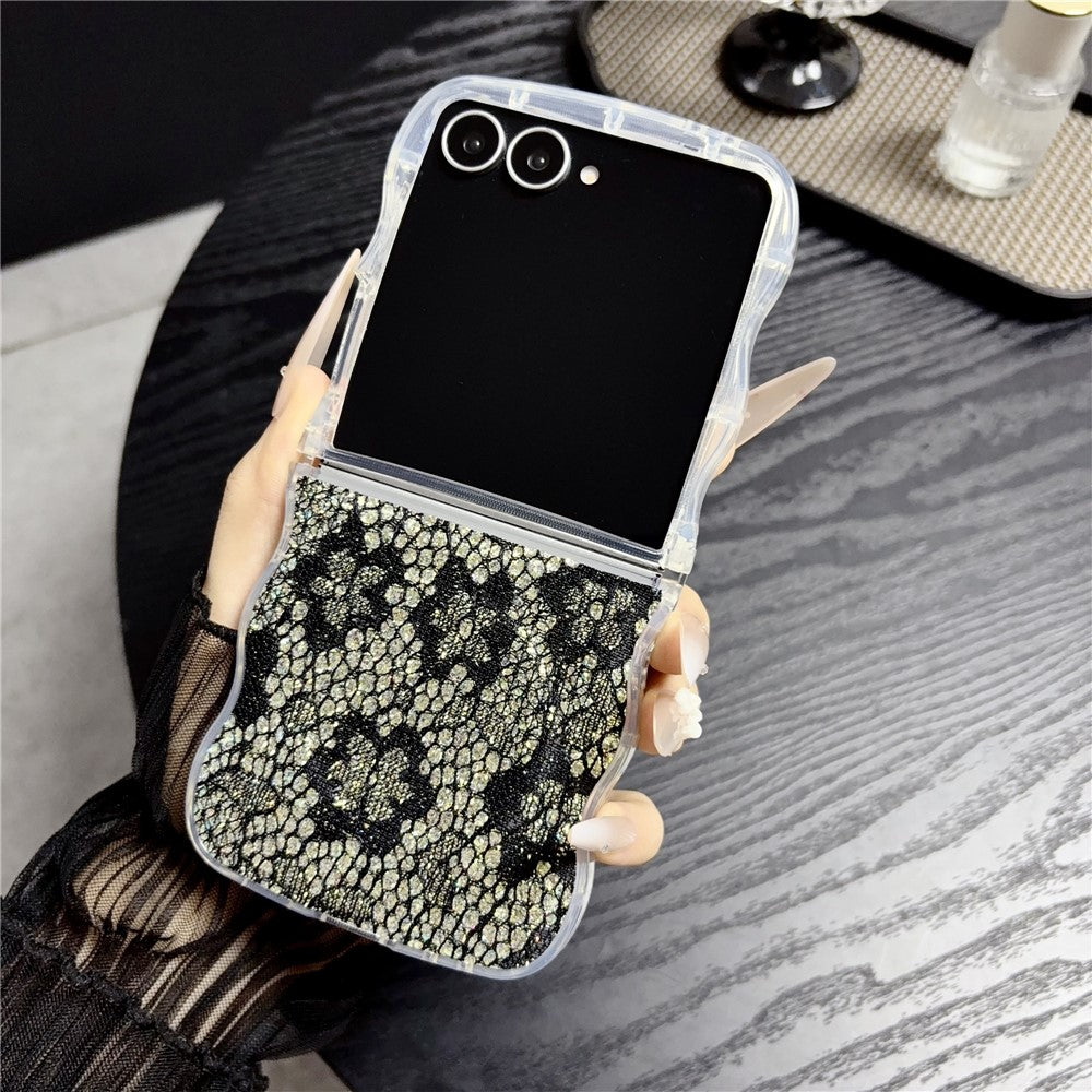 Til Samsung Galaxy Z Flip7 5G Magnetisk Cover Bølget Kant Kniplingsmønster TPU Telefoncover