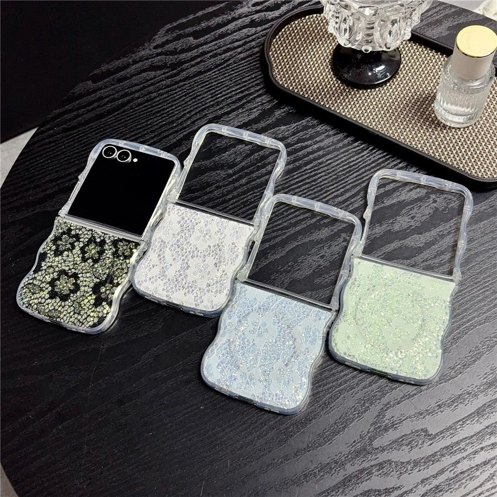 Til Samsung Galaxy Z Flip7 5G Magnetisk Cover Bølget Kant Kniplingsmønster TPU Telefoncover