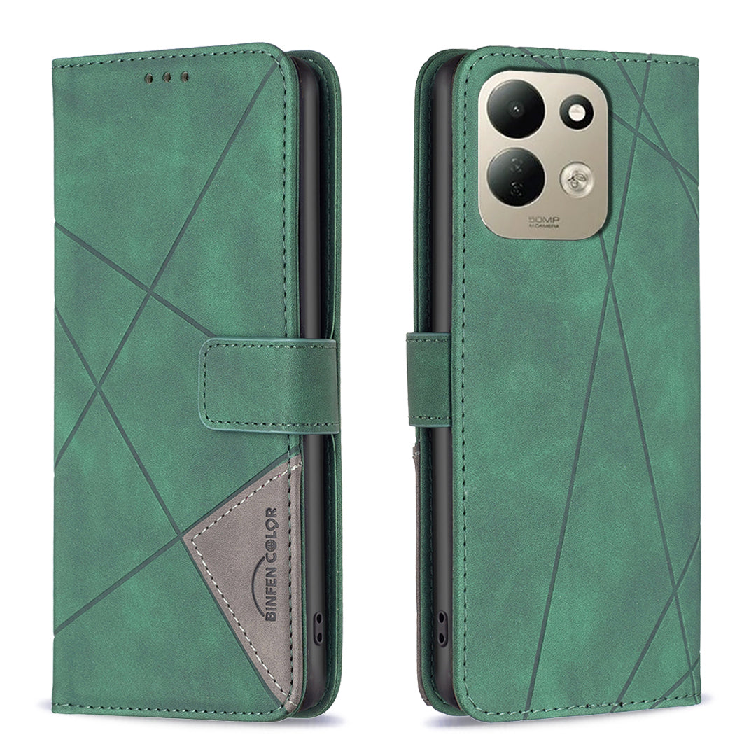 BINFEN COLOR för Xiaomi Redmi 17 5G / Xiaomi Redmi 17 4G mobilskal plånboksfodral geometriskt präglat läderfodral