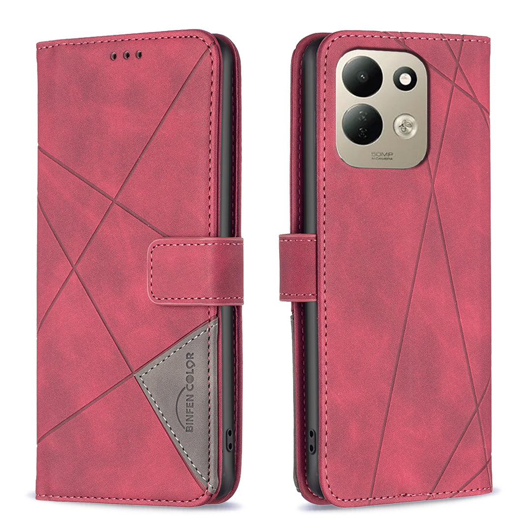 BINFEN COLOR för Xiaomi Redmi 17 5G / Xiaomi Redmi 17 4G mobilskal plånboksfodral geometriskt präglat läderfodral