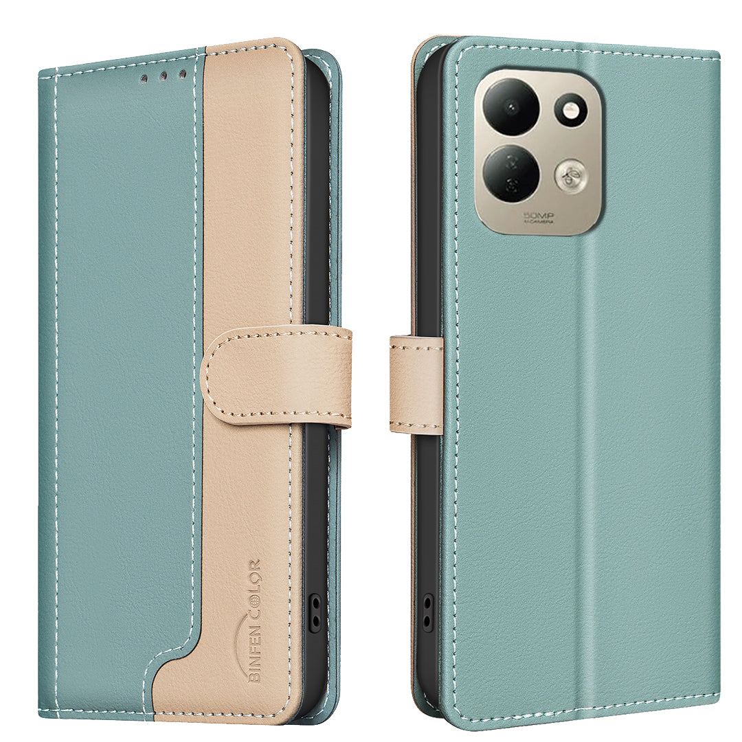 BINFEN COLOR for Xiaomi Redmi 17 5G / Xiaomi Redmi 17 4G Leather Case Splicing Color RFID Blocking Wallet Stand Phone Cover