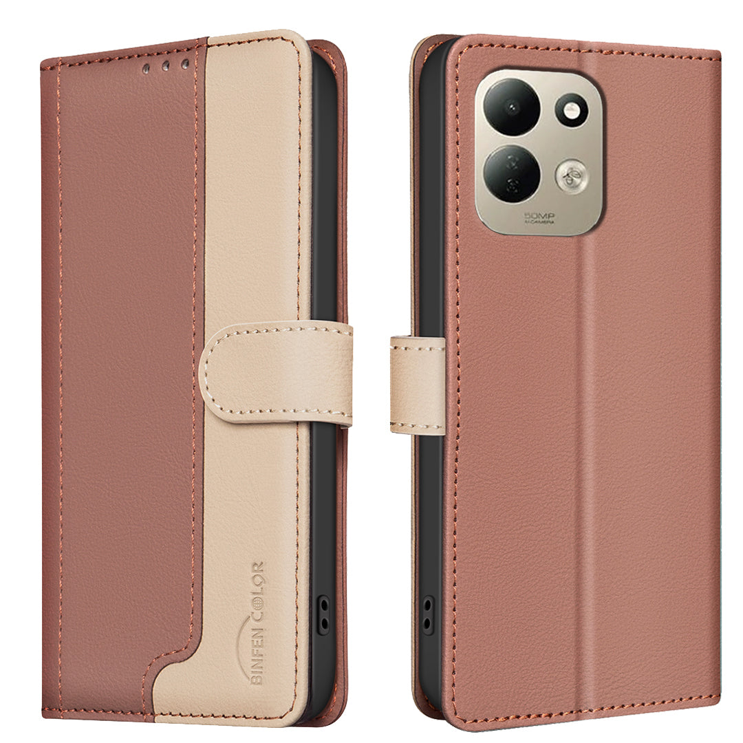 BINFEN COLOR for Xiaomi Redmi 17 5G / Xiaomi Redmi 17 4G Leather Case Splicing Color RFID Blocking Wallet Stand Phone Cover