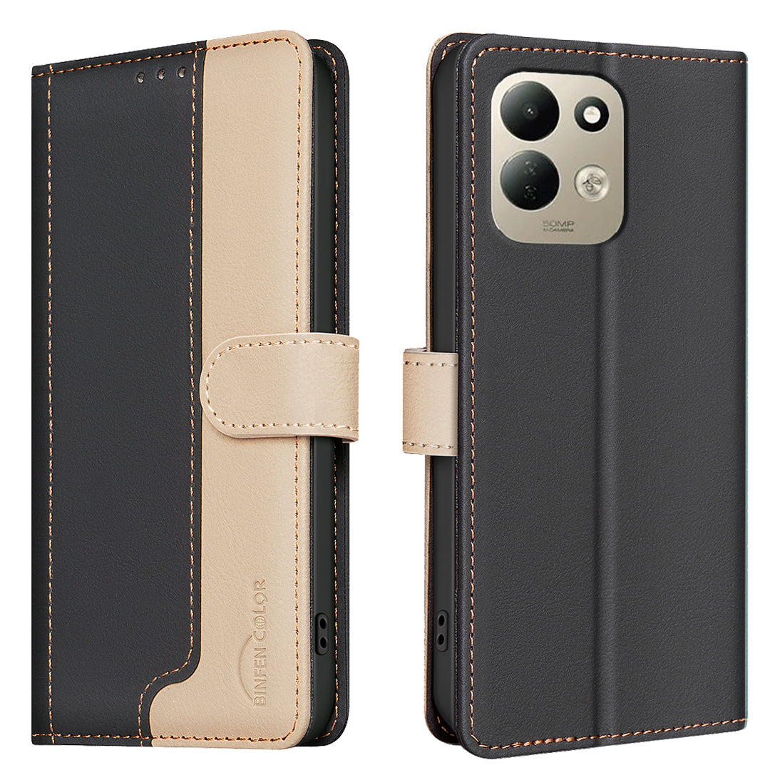 BINFEN COLOR for Xiaomi Redmi 17 5G / Xiaomi Redmi 17 4G Leather Case Splicing Color RFID Blocking Wallet Stand Phone Cover