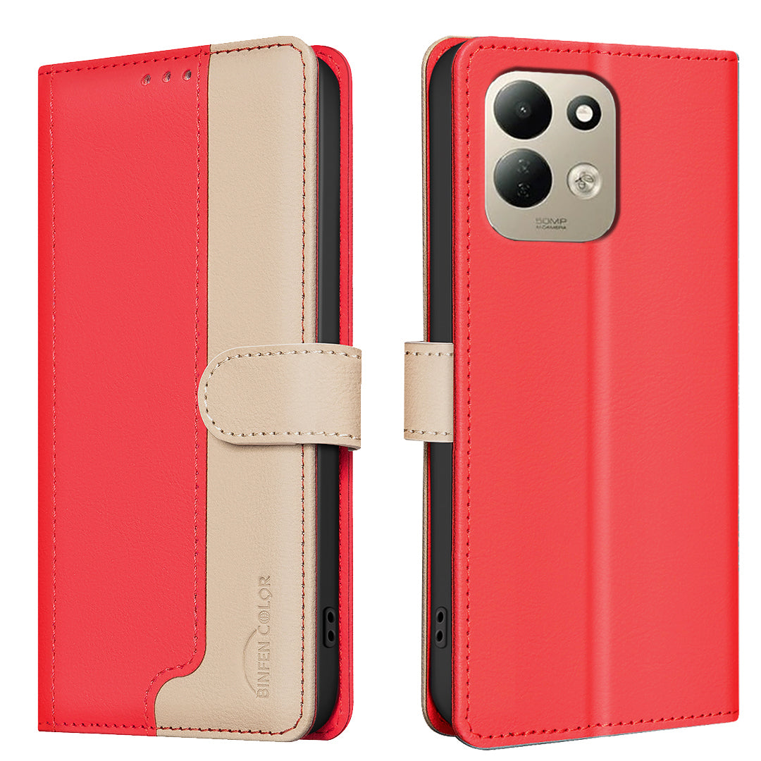 BINFEN COLOR for Xiaomi Redmi 17 5G / Xiaomi Redmi 17 4G Leather Case Splicing Color RFID Blocking Wallet Stand Phone Cover