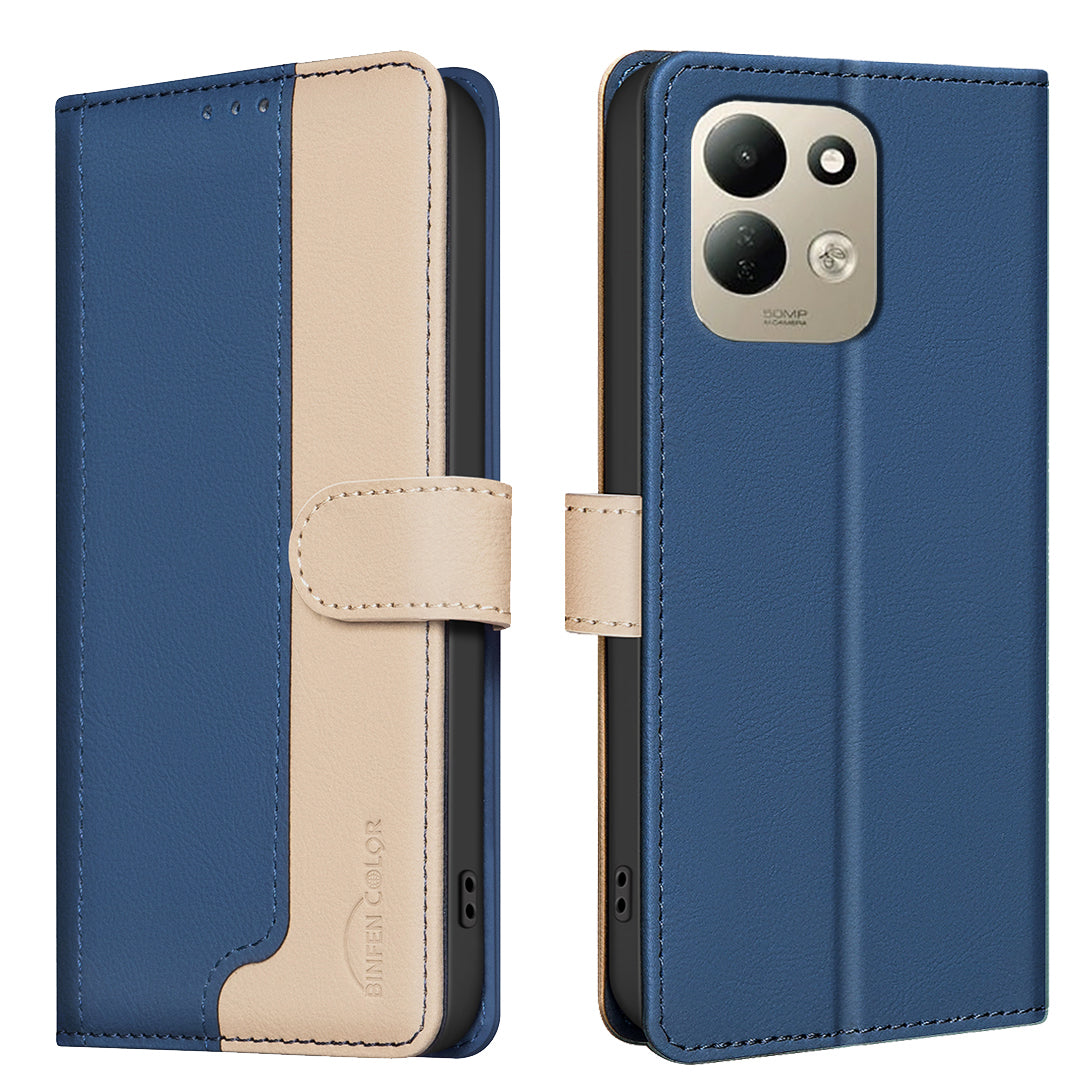 BINFEN COLOR for Xiaomi Redmi 17 5G / Xiaomi Redmi 17 4G Leather Case Splicing Color RFID Blocking Wallet Stand Phone Cover