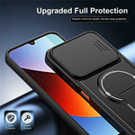 For Xiaomi Redmi A7 Pro 4G (171.56mm) / 15a 5G Case with Slide Camera Cover Kickstand Shockproof PC + TPU Matte Finish Phone Shell