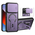 For Xiaomi Redmi A7 Pro 4G (171.56mm) / 15a 5G Case with Slide Camera Cover Kickstand Shockproof PC + TPU Matte Finish Phone Shell