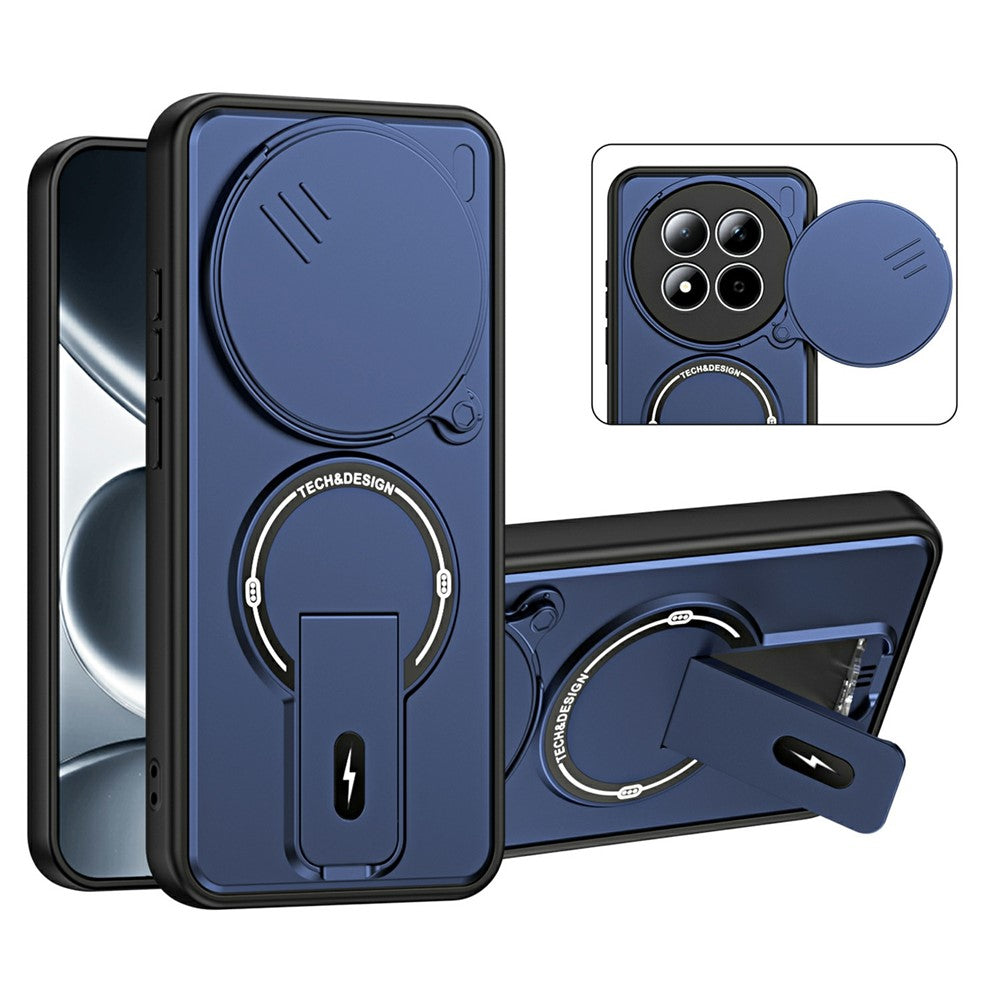 Phone Case with Slide Camera Cover For Xiaomi Redmi Note 15 4G (Global) / Note 15 5G (Global) / Poco M8 5G Kickstand Shockproof PC + TPU Matte Finish Phone Shell