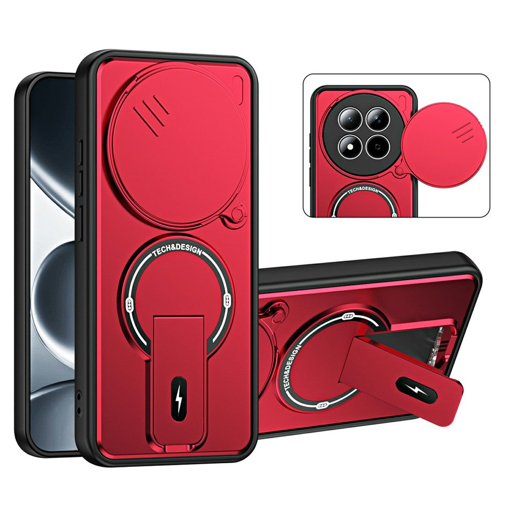 Phone Case with Slide Camera Cover For Xiaomi Redmi Note 15 4G (Global) / Note 15 5G (Global) / Poco M8 5G Kickstand Shockproof PC + TPU Matte Finish Phone Shell
