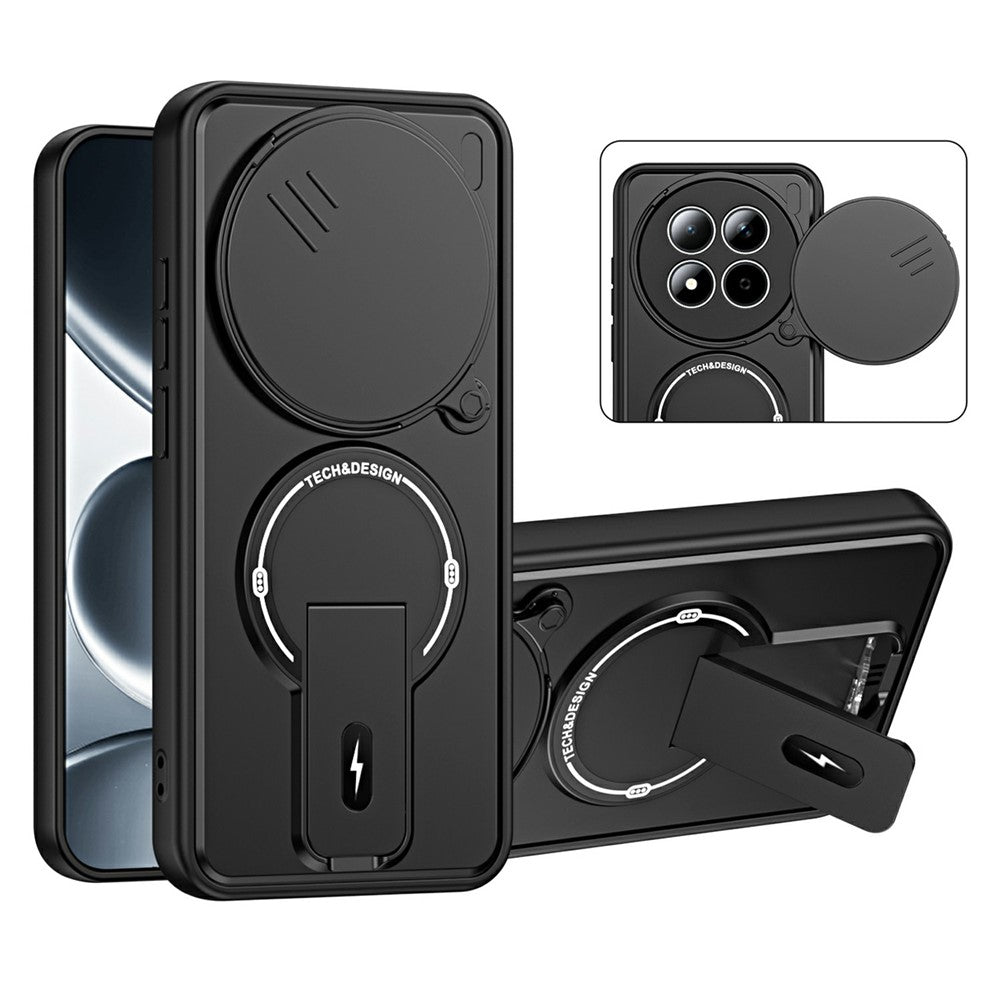 For Xiaomi Redmi Note 15 Pro 4G (Global) Case with Slide Camera Cover Kickstand Shockproof PC + TPU Matte Finish Phone Shell