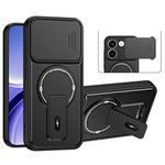 Xiaomi Redmi Turbo 5 5G / Poco X8 Pro 5G-skal med glidande kameraskydd, stativ, stötsäkert PC + TPU matt finish, mobilskal