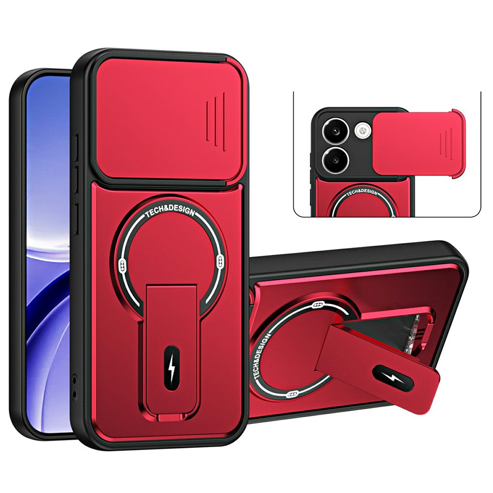 Xiaomi Redmi Turbo 5 5G / Poco X8 Pro 5G-skal med glidande kameraskydd, stativ, stötsäkert PC + TPU matt finish, mobilskal