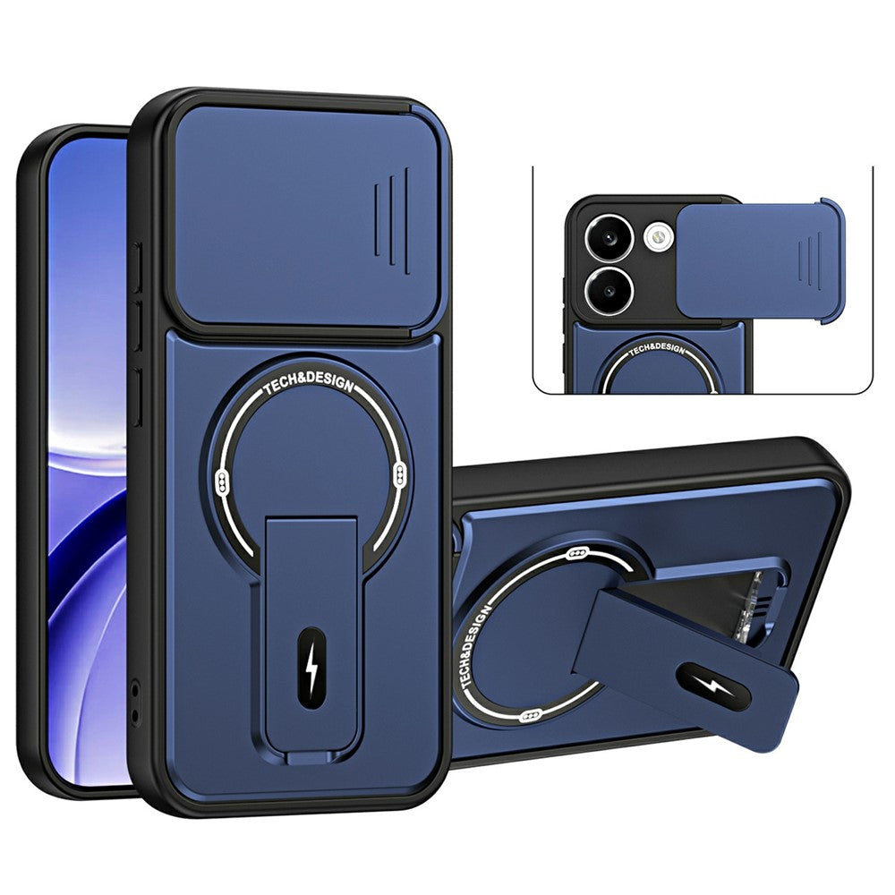 Xiaomi Redmi Turbo 5 5G / Poco X8 Pro 5G-skal med glidande kameraskydd, stativ, stötsäkert PC + TPU matt finish, mobilskal