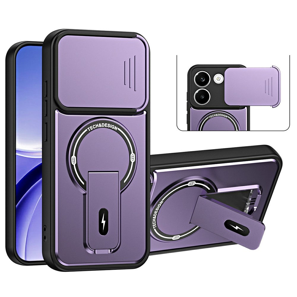 Xiaomi Redmi Turbo 5 5G / Poco X8 Pro 5G-skal med glidande kameraskydd, stativ, stötsäkert PC + TPU matt finish, mobilskal