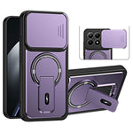 Xiaomi 15T-skal med glidande kameraskydd, stativ, stötsäkert PC + TPU, matt finish, mobilskal