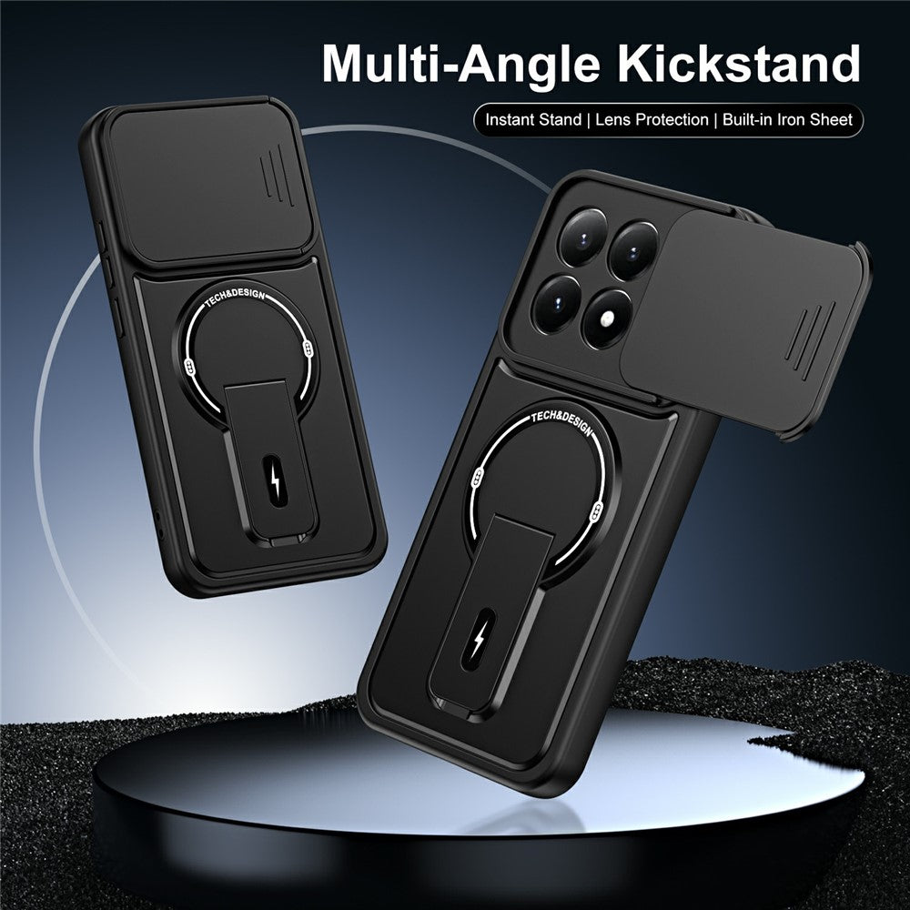 Xiaomi 17-skal med glidande kameraskydd, stativ, stötsäkert PC + TPU, matt finish, mobilskal