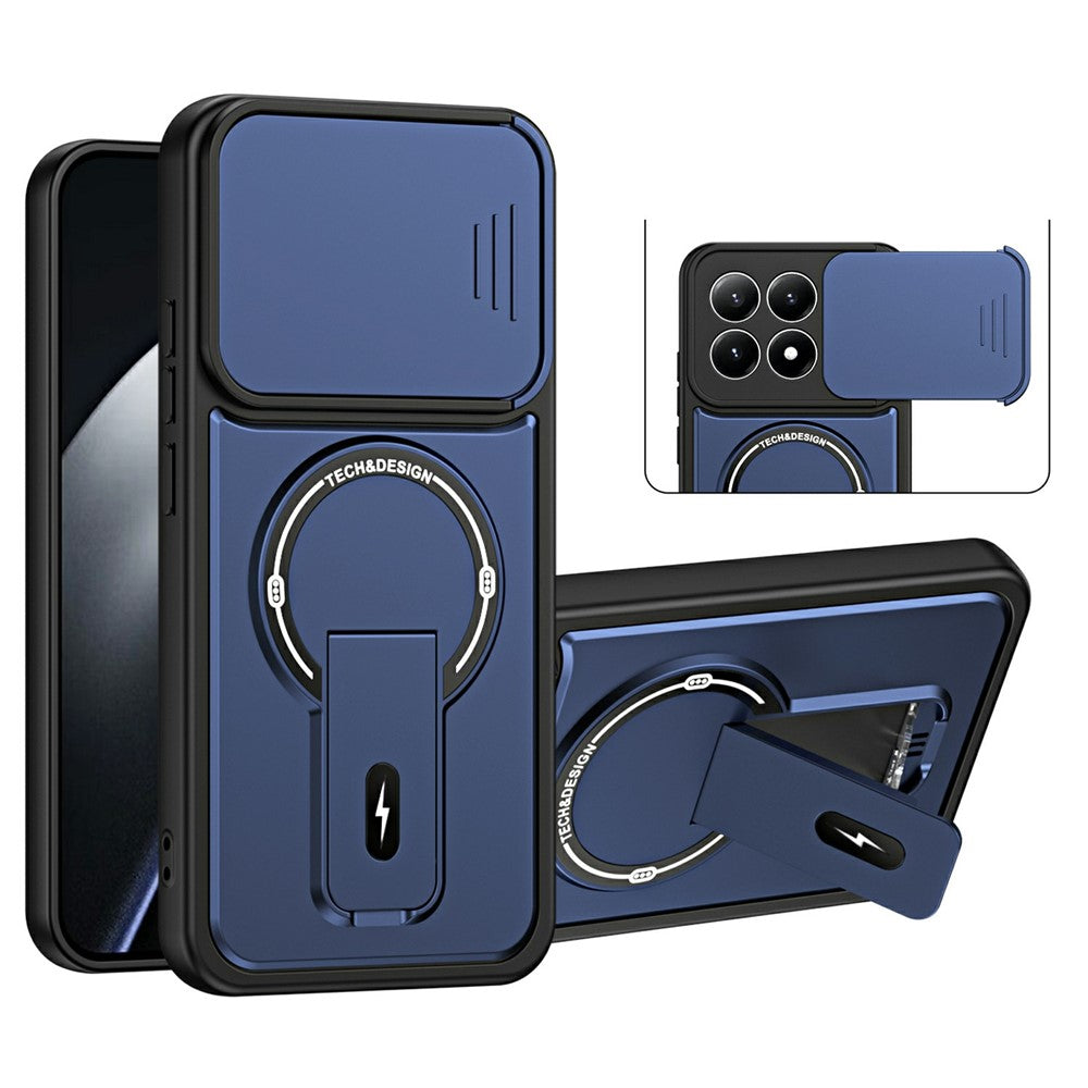 Xiaomi 17-skal med glidande kameraskydd, stativ, stötsäkert PC + TPU, matt finish, mobilskal