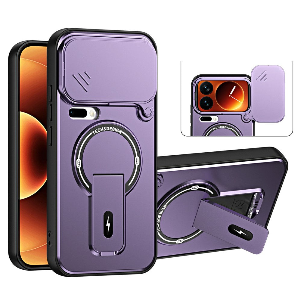 For Xiaomi 17 Pro Case with Slide Camera Cover Kickstand Shockproof PC + TPU Matte Finish Phone Shell