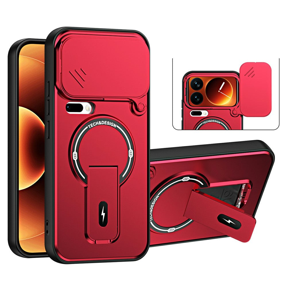 For Xiaomi 17 Pro Case with Slide Camera Cover Kickstand Shockproof PC + TPU Matte Finish Phone Shell