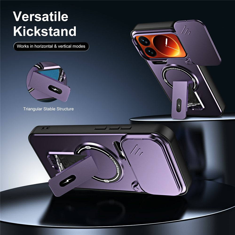 For Xiaomi 17 Pro Max Case with Slide Camera Cover Kickstand Shockproof PC + TPU Matte Finish Phone Shell