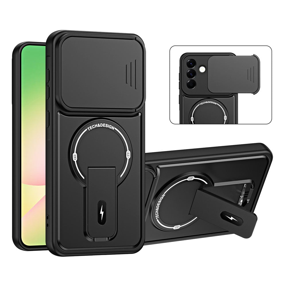 Til Samsung Galaxy A56 5G Cover med Skydekameralåg Støtteben Stødsikkert PC + TPU Mat Finish Telefoncover