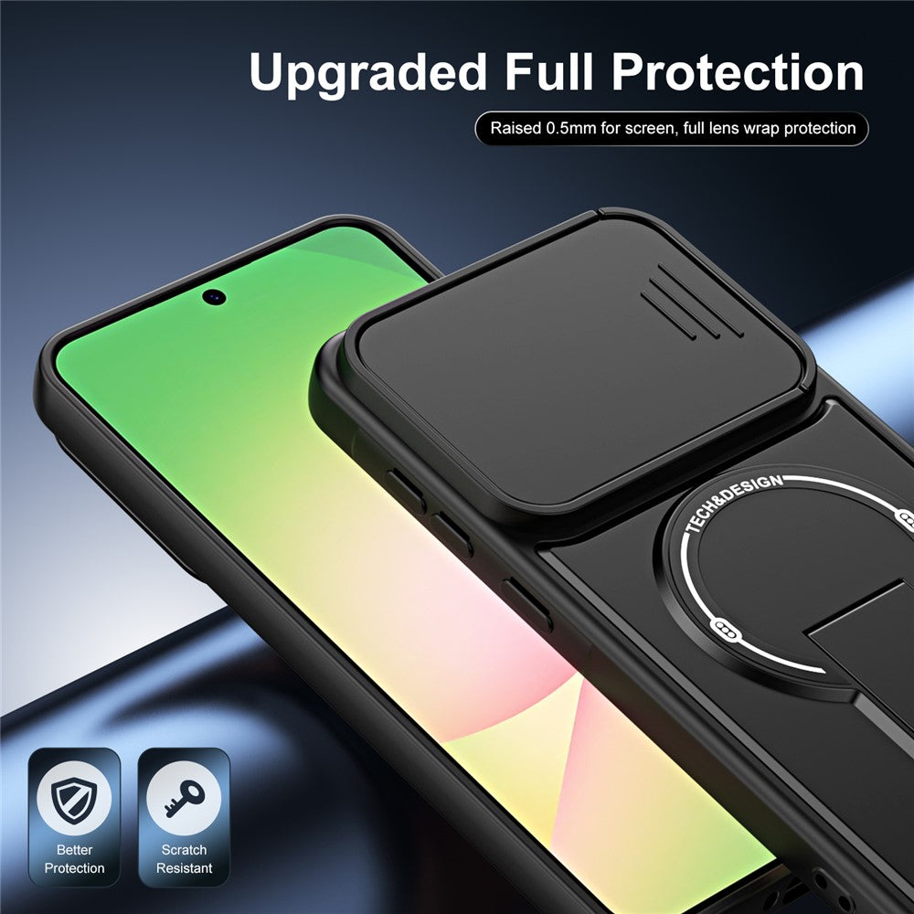 Til Samsung Galaxy A56 5G Cover med Skydekameralåg Støtteben Stødsikkert PC + TPU Mat Finish Telefoncover