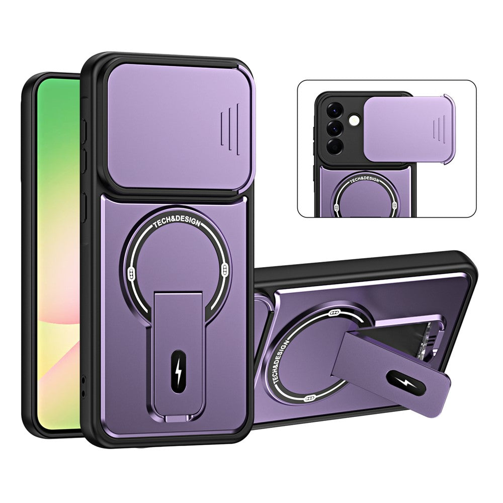 Til Samsung Galaxy A56 5G Cover med Skydekameralåg Støtteben Stødsikkert PC + TPU Mat Finish Telefoncover