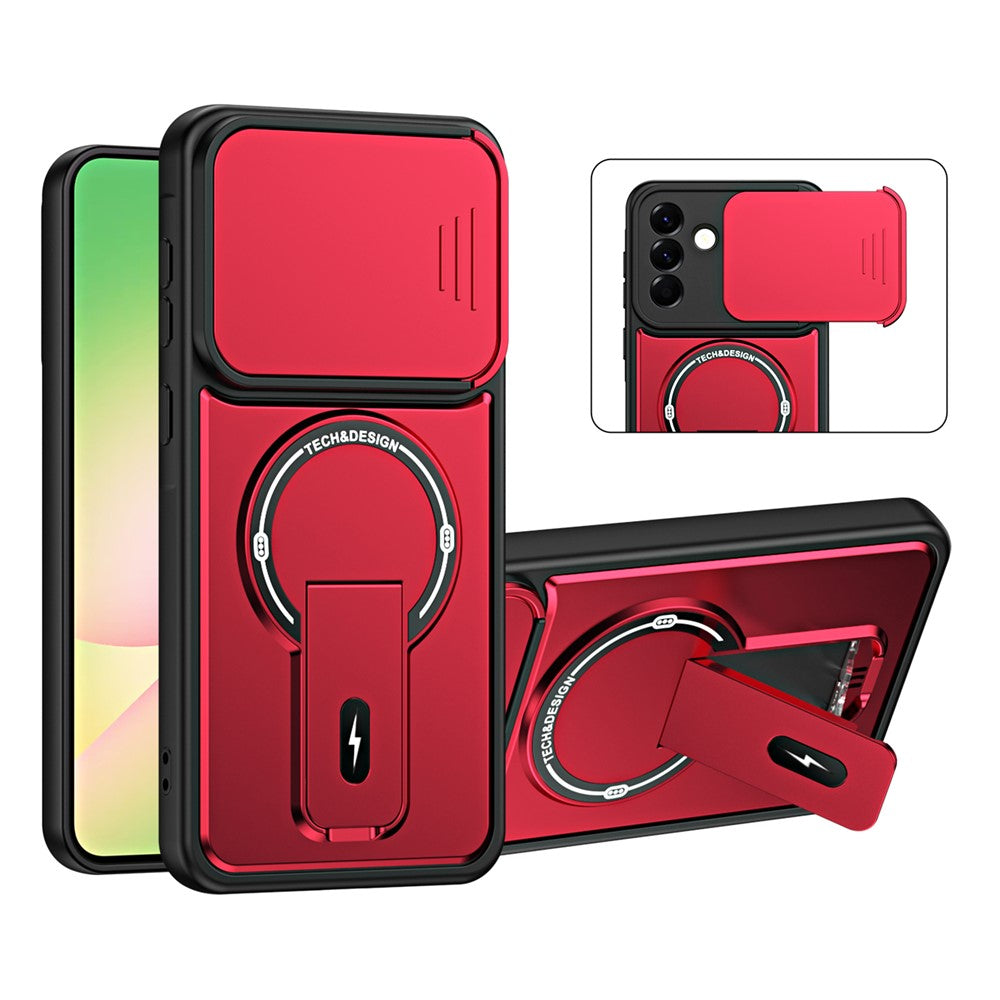 Til Samsung Galaxy A56 5G Cover med Skydekameralåg Støtteben Stødsikkert PC + TPU Mat Finish Telefoncover